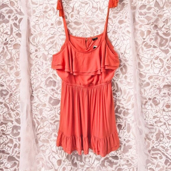 TORRID Plus Size Coral SleevelessChallis Ruffle Tie Tassle Midi Dress Size 2X - Picture 1 of 16